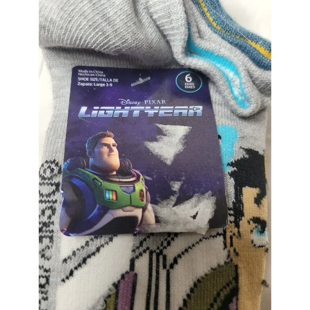 New 6 Pack Disney Pixar Buzz Lightyear Sock Sz 3-9 Men Or Women Adult Socks